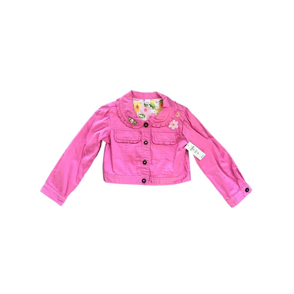NWT Vintage Disney Store Princess Embroidered Pink Jacket 5T Tiara Floral Ruffle